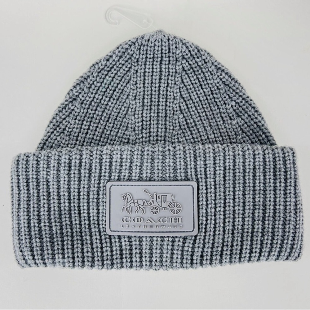 Coach Patch Logo Knit Cuff Beanie NWT color: Dove Grey🩶